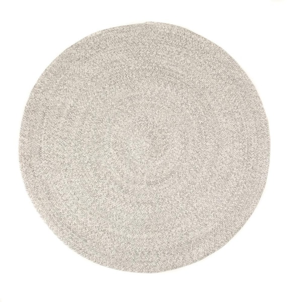Super Area Rugs Braided Farmhouse Light Gray 6 ft. x 6 ft. Round Cotton Area Rug