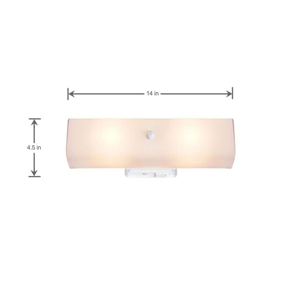 White Metal and Glass 2-Light Bath Vanity Light
