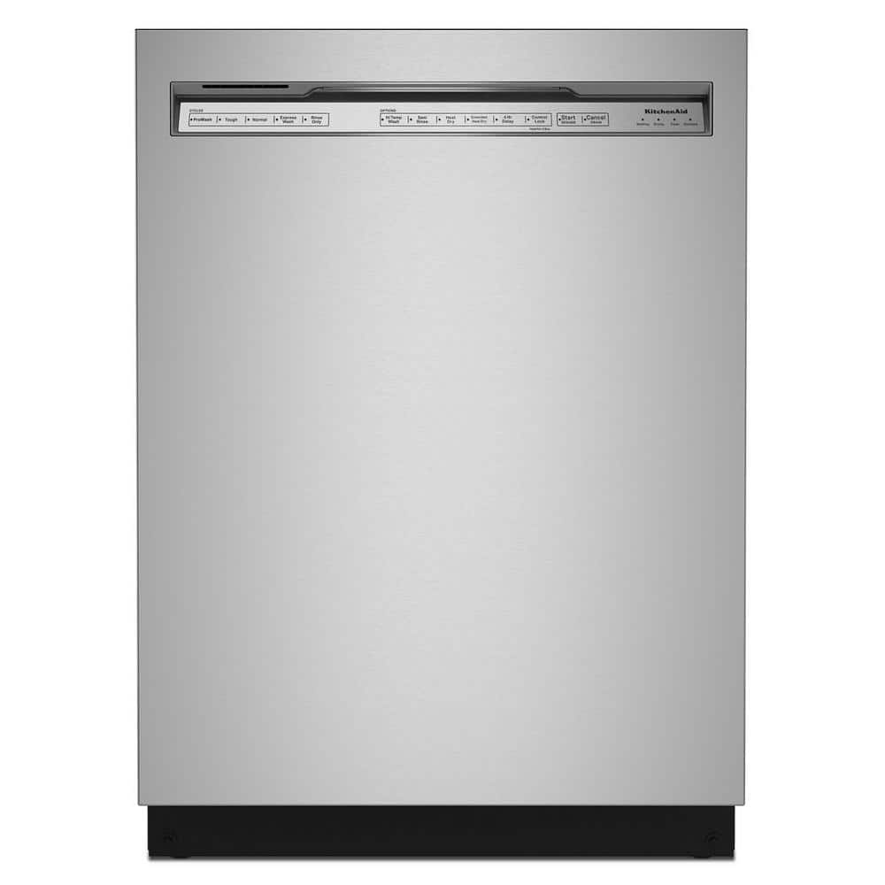KitchenAid 24 in. PrintShield Stainless Steel Front Control Built-in Tall Tub Dishwasher with Stainless Steel Tub, 44 dBA, Stainless Steel with PrintShieldâ„¢ Finish