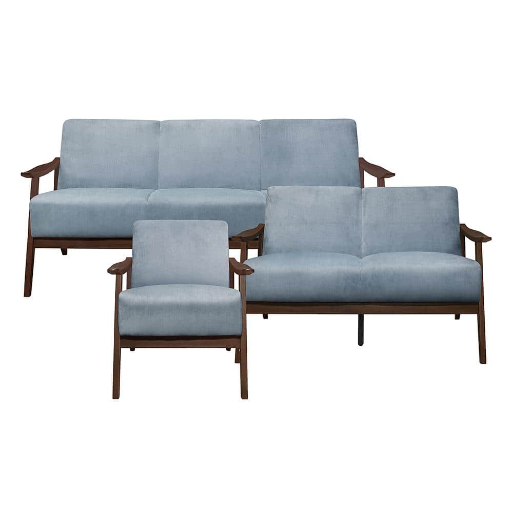 Lonita 73 in. W. Straight Arm Velvet Rectangle 3-Piece Living Room Sofa Set