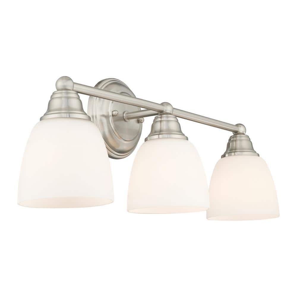 Somerville 23" Brushed Nickel 3-Light Vanity with Satin Opal White Glass