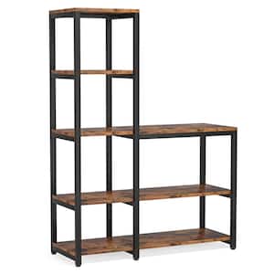 Melai Rusic Brown Bakers Rack with 5-Tier Storage Shelf, Bookcase Freestanding Microwave Oven Stand Kitchen Spice Rack