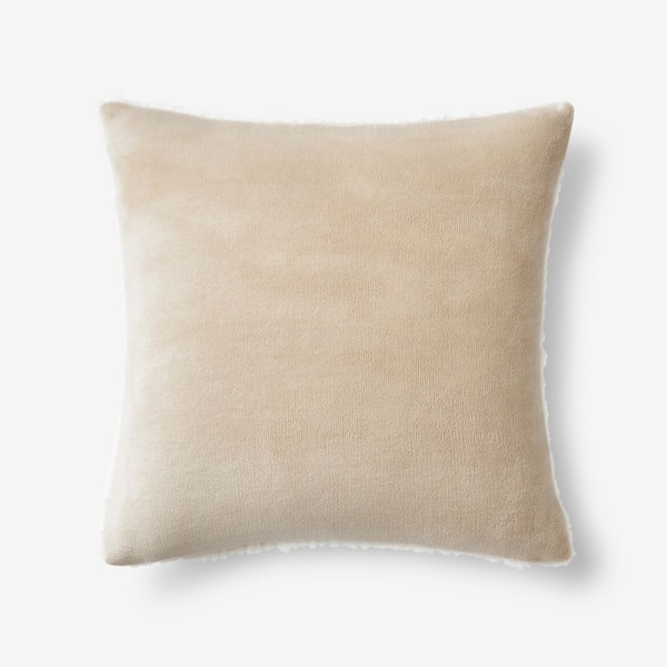The Company Store Cozy Plush Sherpa Alabaster 20 in. x 20 in. Pillow Cover