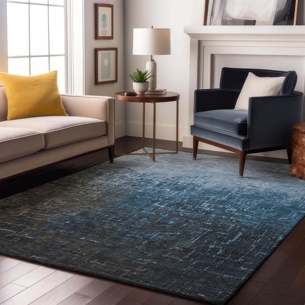 Mayfield Premium Machine Washable Abstract AMF1066 Blue 3 ft. x 5 ft. Area Rug price history on PriceWatchPro