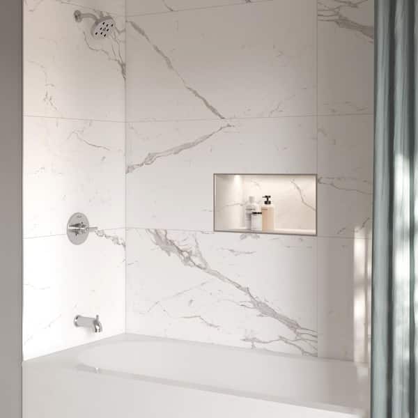 Sample - Impero Prestige White Matte 6 in. x 6 in. Marble Look Porcelain Floor and Wall Tile