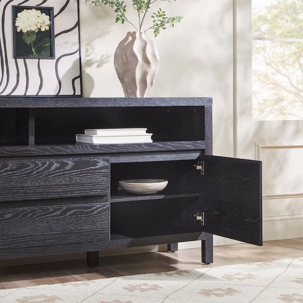 Walker Edison Furniture Company Modern Farmhouse Rustic Black MDF