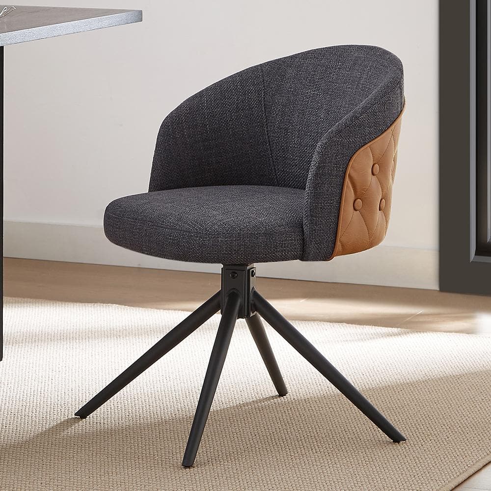 Art Leon APOLLO Dark Gray Round Swivel Accent Chair CC0981BRGRFPU