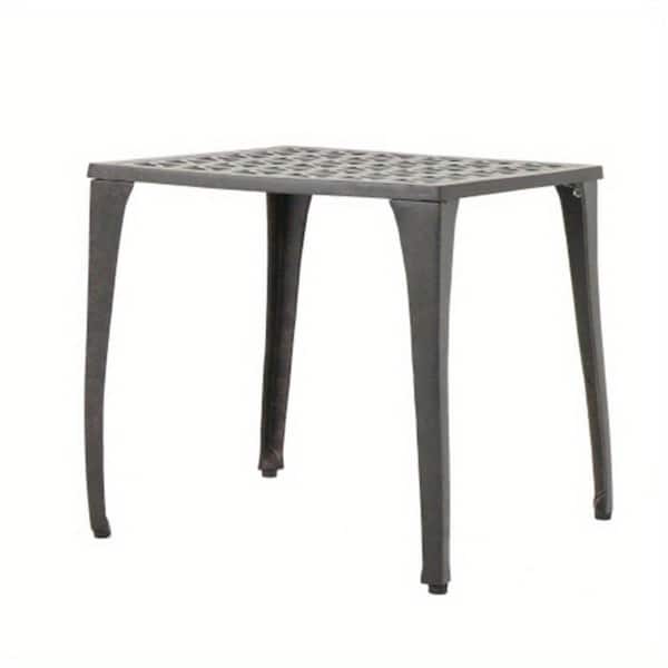 18.25 in. Outdoor Table-Lightweight Carved Aluminum Design-Rugged Table in Elegant Bronze