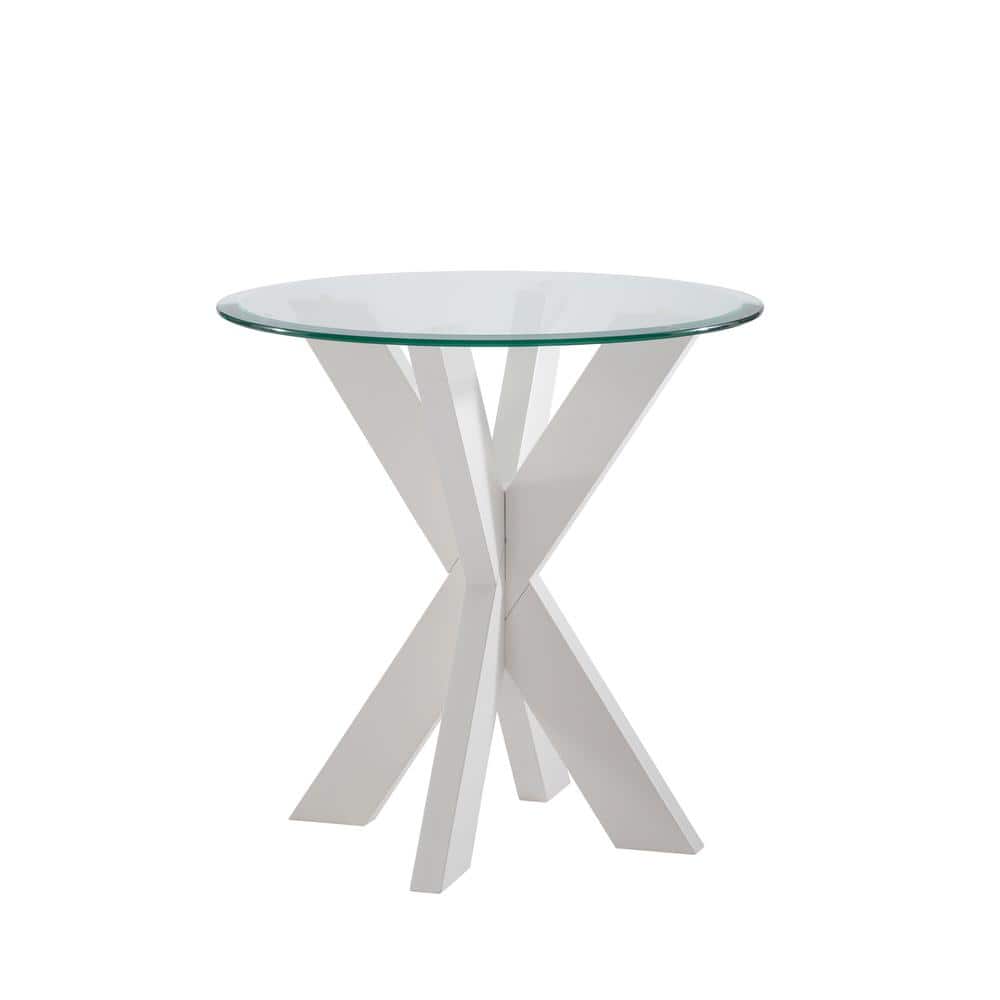 Linon Home Decor Norris White X Base Side Table with 24"