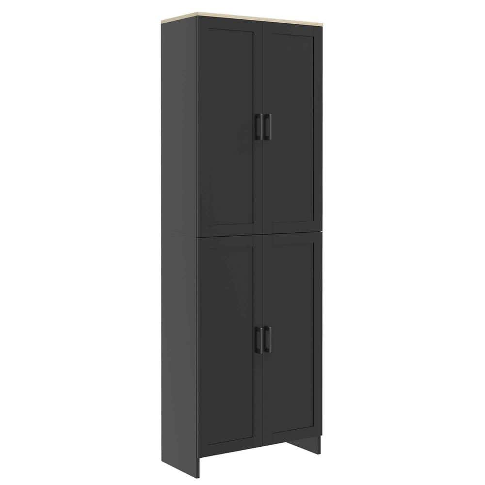 23.5 in. W x 11.75 in. D x 72 in. H Bathroom Black Linen Cabinet