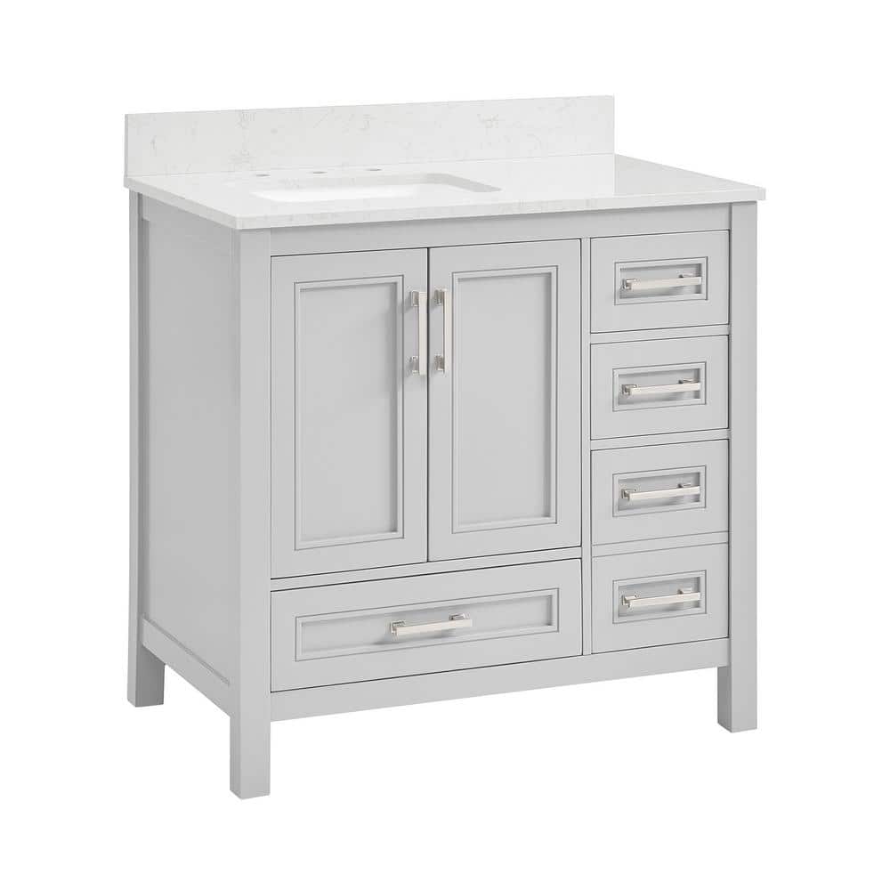 36 in. W x 22 in. D x 39 in. H Single Sink Bath Vanity in Light Gray with W
