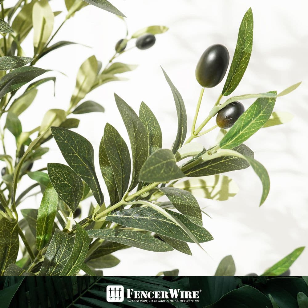 7-Foot Green Artificial Olive Tree with Black Plastic Pot