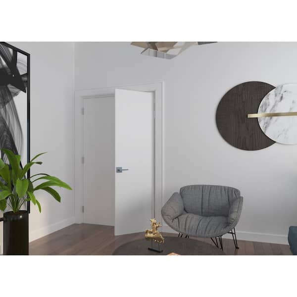 48 in. x 80 in. Bi-Parting Solid Core Wood Primed Composite Prehung French Door Catch Ball Flush Panel Bronze