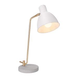 20 .5 in. White Contemporary Desk or Table Lamp with Free LED Bulb