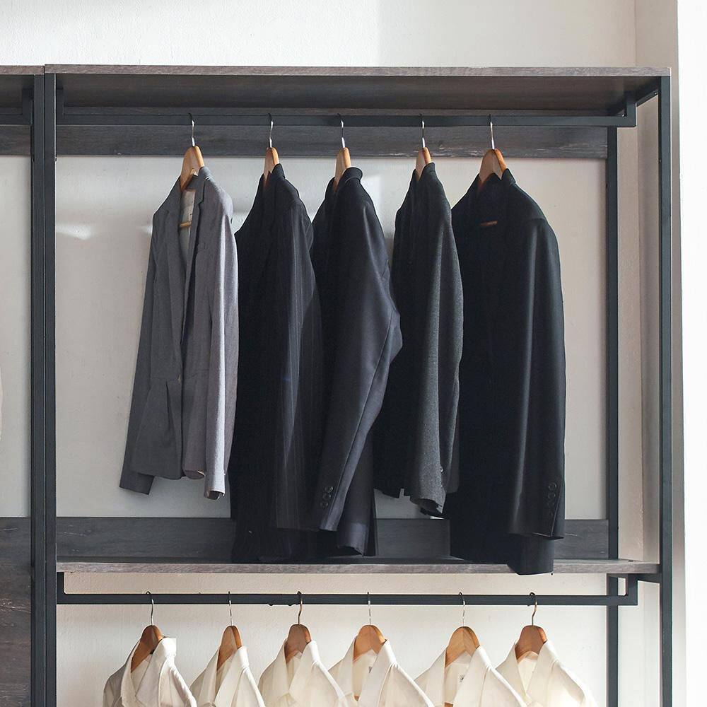 Monica Rustic Gray Wood Walk-In Closet System with Drawer