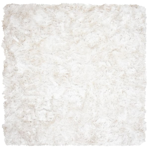 SAFAVIEH Ocean Shag Ivory 6 ft. x 6 ft. Square Solid Area Rug
