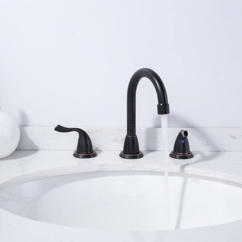 Oil Rubbed Bronze 8-Inch Widespread Bathroom Faucet with High Arc Spout