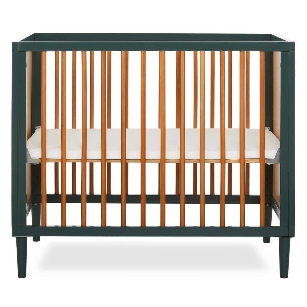 Dream On Me Lucas 4-in-1 Olive Mini Modern Crib with Rounded Spindles I Convertible Crib I Mid- Century Meets Modern, Green -  632-OLV