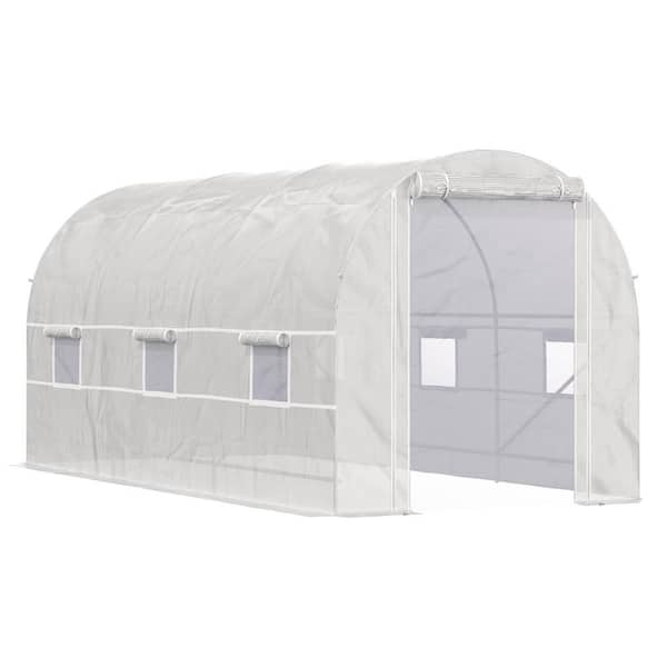 Tenleaf 78.75 in. W x 175.2 in. D x 78.75 in. H White Outdoor Tunnel Walk-in Greenhouse with 6 Roll-up Windows and Roll Up Door