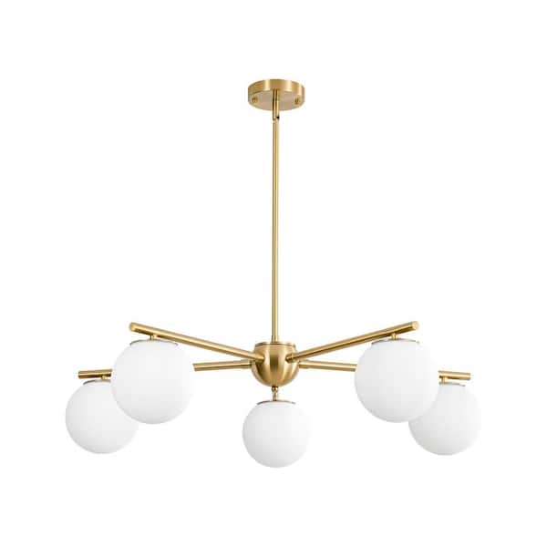 Rennnsan Serin 35.4 in. 5-Light Brass Sputnik Modern Chandelier
