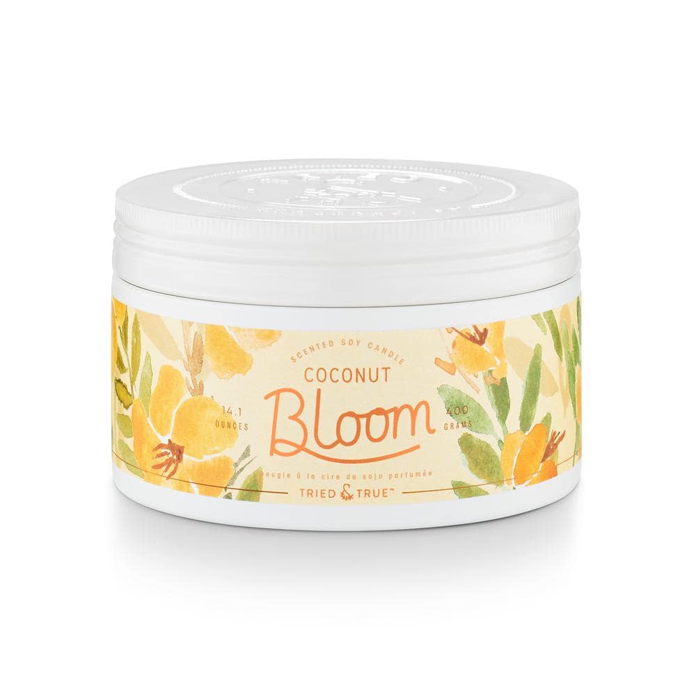 14.1 fl. oz. Coconut Bloom Large Tin Scented Candle 1-Pack