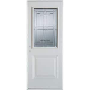 36 in. x 80 in. Architectural 1/2 Lite 1-Panel Painted White Right-Hand Inswing Steel Prehung Front Door