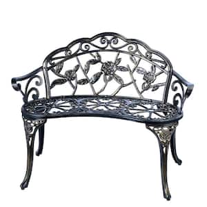 2-Person Copper Anti-Rust Cast Aluminum Outdoor Bench for Garden, Balcony, Park and Yard