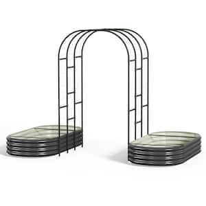 Raised Garden Bed with 8 in. Garden Trellis of Cast Metal, Circular Arc, Outdoor Raised Garden Bed (1-Pack)