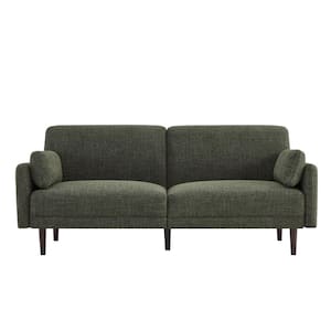 Phoebe 73 in. Square Arm Fabric Rectangle Sofa in. Olive