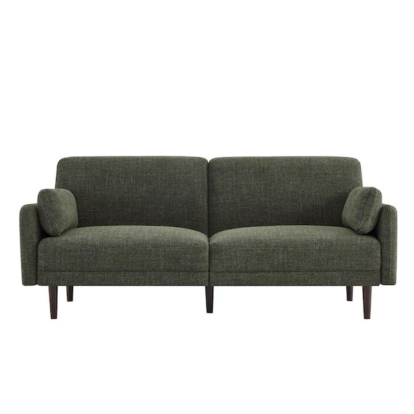 Spruce & Spring Phoebe 73 in. Square Arm Fabric Rectangle Sofa in. Olive