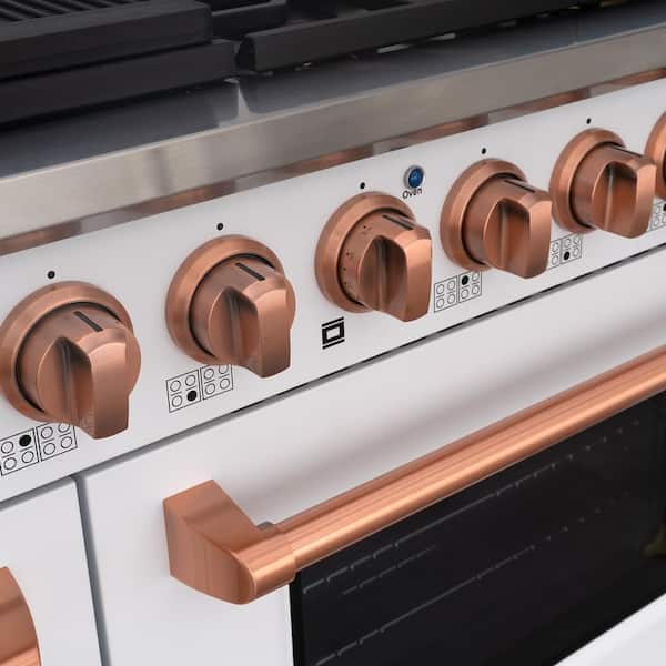 Akicon 48in. 8 Burners Freestanding Gas Range in White and Copper