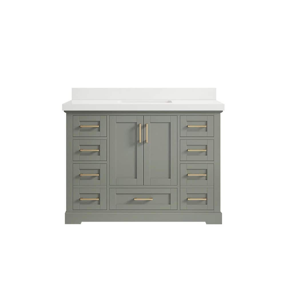 Boston 48 in. W x 22 in. D x 36 in. H Single Sink Bath Vanity in Evergreen with 2 in. White Quartz Top price history on PriceWatchPro