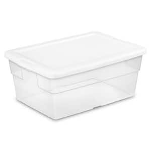 16 qt. Plastic Stacking Storage Container Box w/ Lid in Clear, 72-Pack
