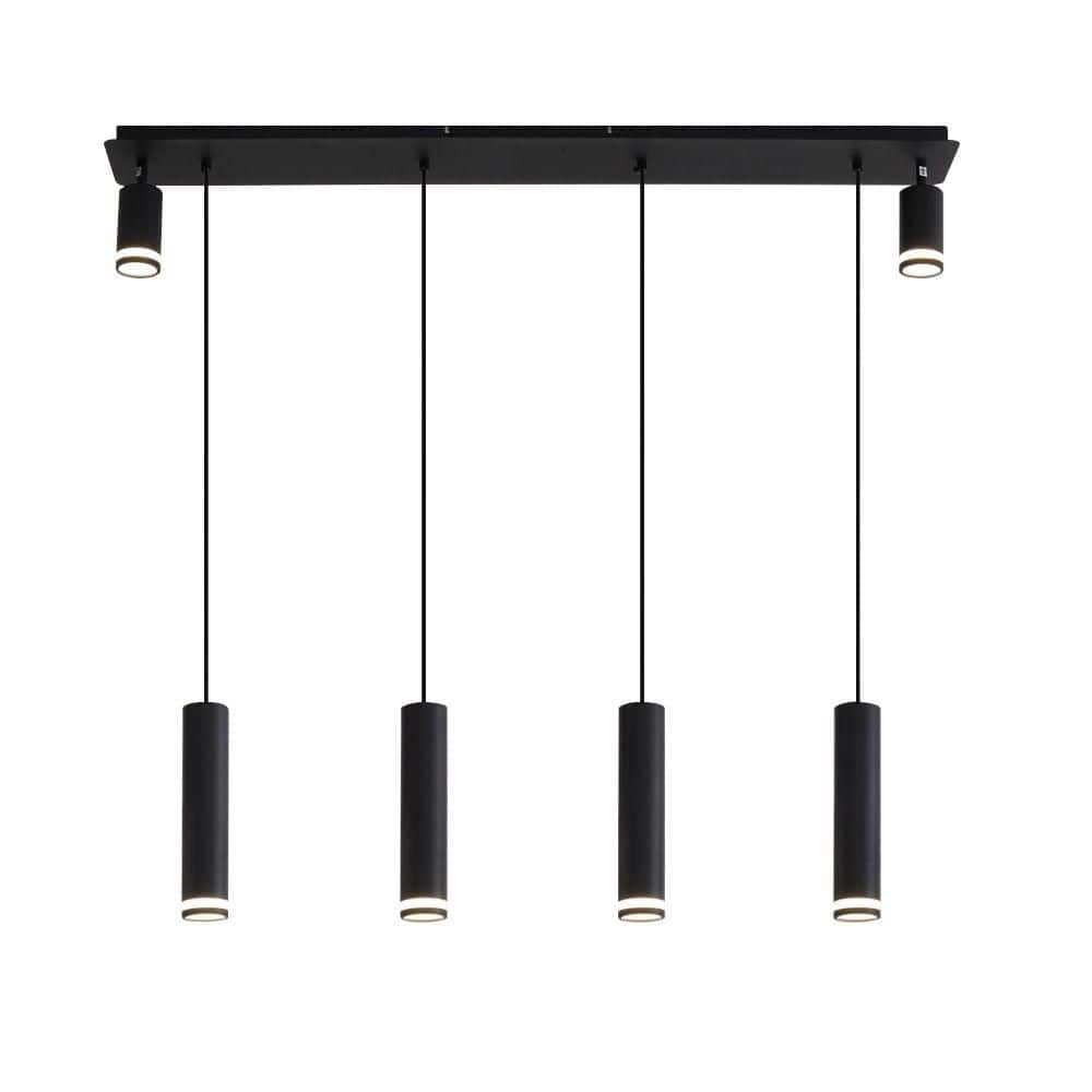 6-Light Vintage Matte Black Integrated LED Chandeliers Light Fixture Cylind