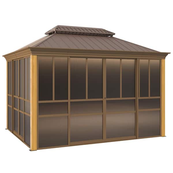 HOMMOW 10 ft. x 12 ft. Sunroom Hardtop Gazebo