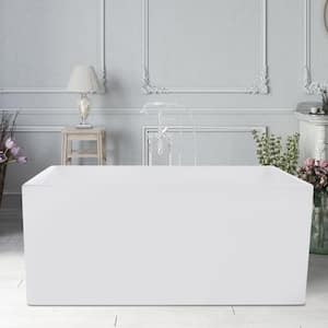 Vannes 55 in. Acrylic Flatbottom Freestanding Bathtub in White/Polished Chrome