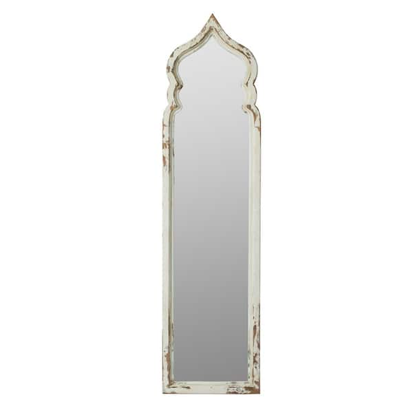 White 19 in. W x 73.2 in. H Irregular Shaped Wood Floor Mirror