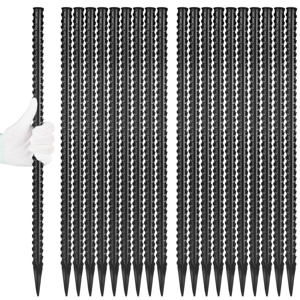 24 in. I Hook Black Metal Steel Rebar Stakes (20-Pack), Heavy Duty Galvanized Chain Link Fence Stakes, Metal Tent Stakes price history on PriceWatchPro