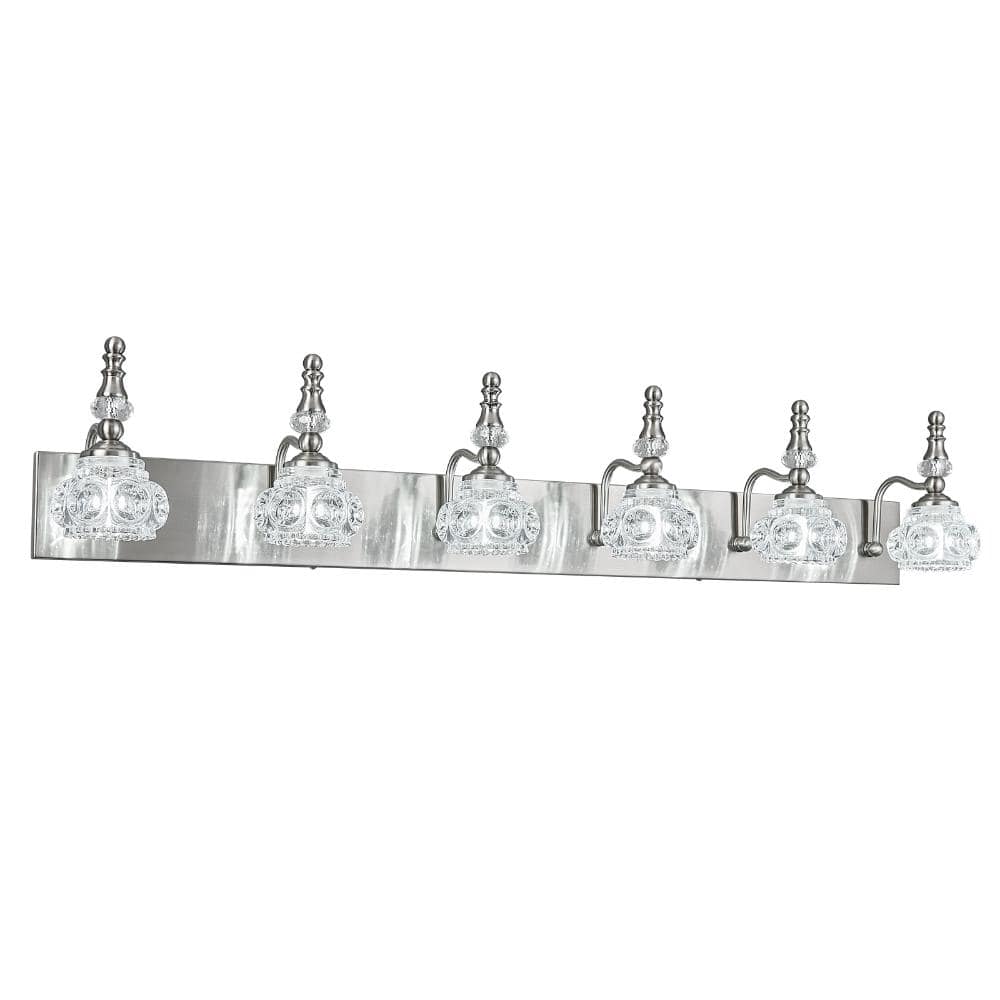 43.3 in. 6-Light SandNickel Vanity Light Clear Glass For Bathroom Mirror Bedroom Hallway Farmhouse price history on PriceWatchPro