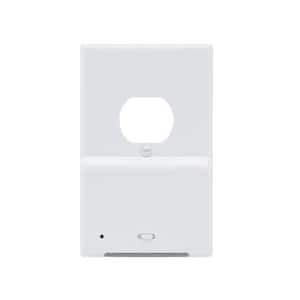 1-Gang Duplex Powered Wall Plate with LED Nightlight, White