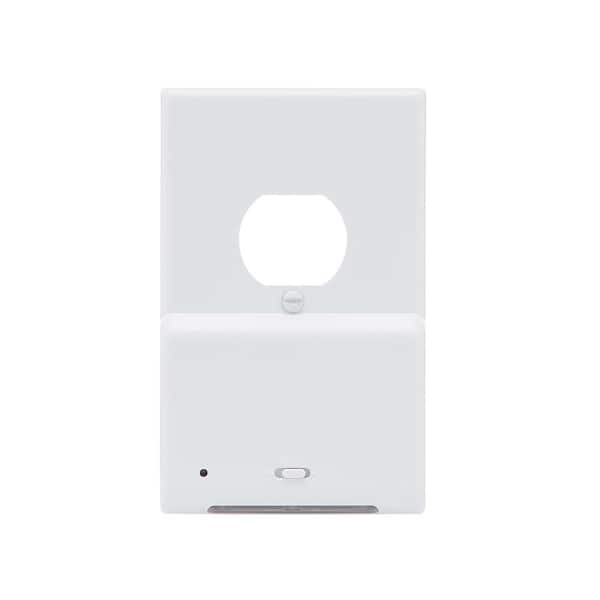 Hampton Bay 1-Gang Duplex Powered Wall Plate with LED Nightlight, White