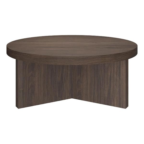 Meyer&Cross Holm 36 in. Alder Brown Round MDF Top Coffee Table