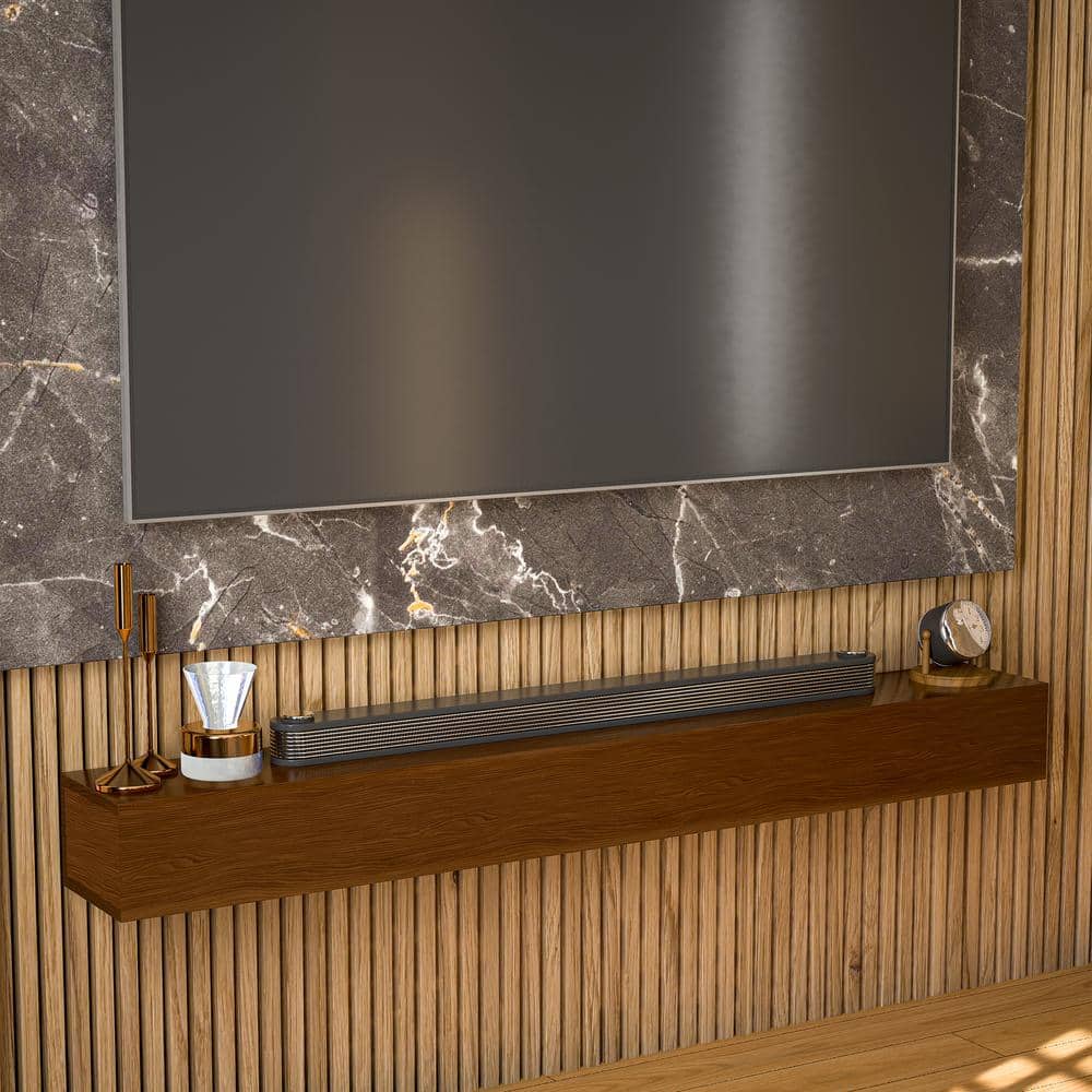 60 in. W x 8 in. D Brown Wooden Fireplace Mantel Modern Floating Shelf Cap-