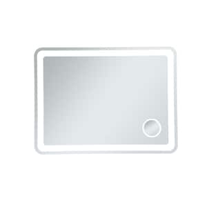 Simply Living 48 in. W x 36 in. H Large Rectangular Frameless Magnifying Wall Bathroom Vanity Mirror in Glossy White
