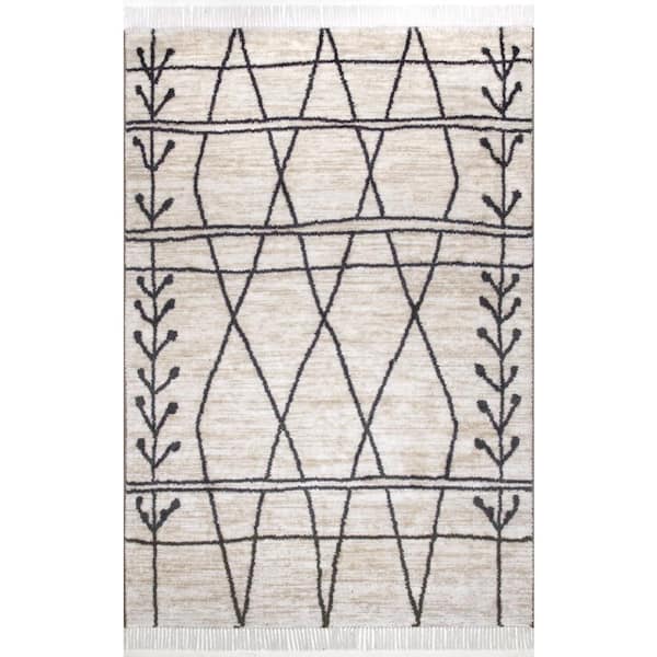 Amia Modern Tribal Beige 4 ft. x 6 ft. Area Rug