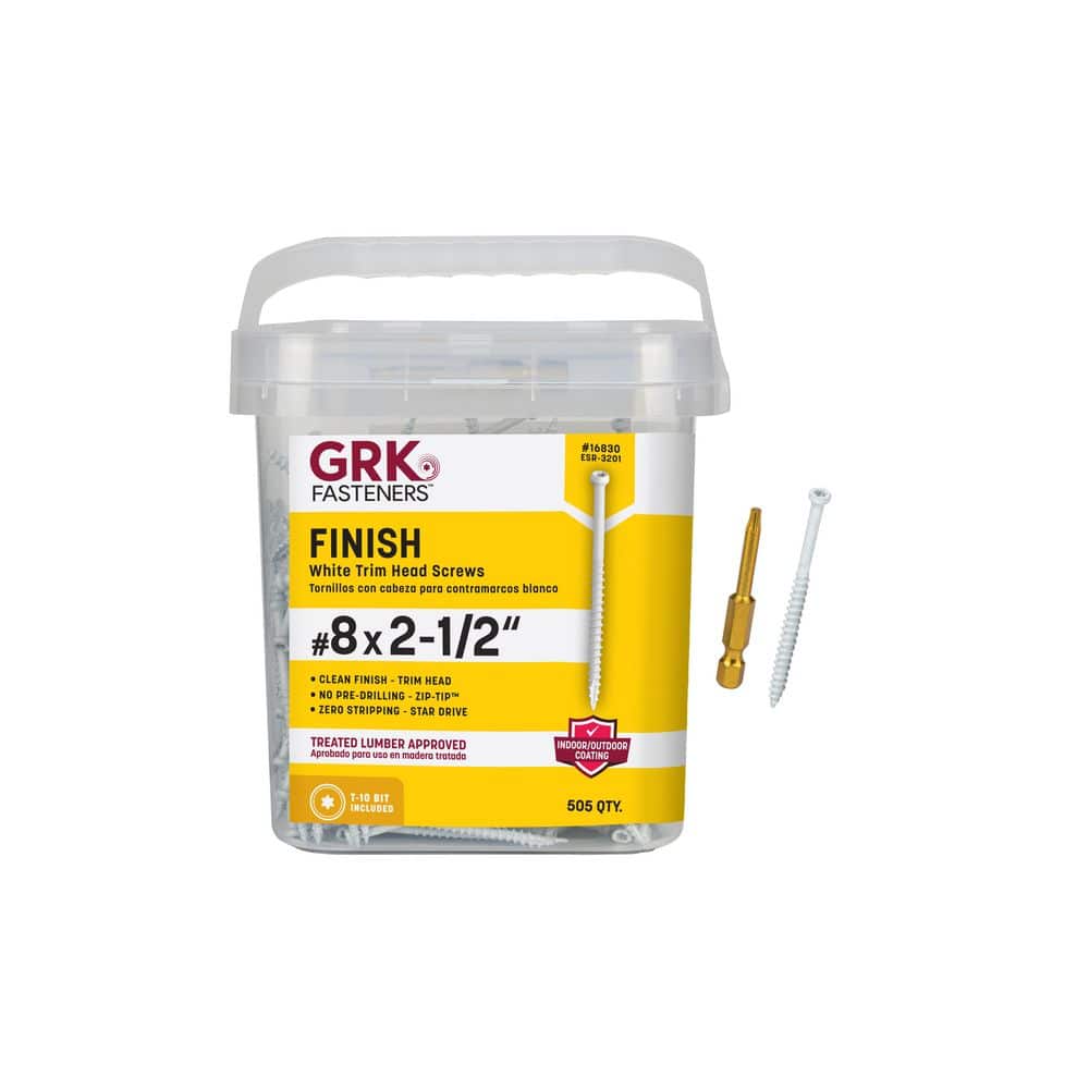pg5+スタビ❶1-2(キルトメイプル)丸軸ステンレスグリップ GRK Fasteners #8 x 2-1/2 in. Star Drive Trim-Head White Fin/Trim