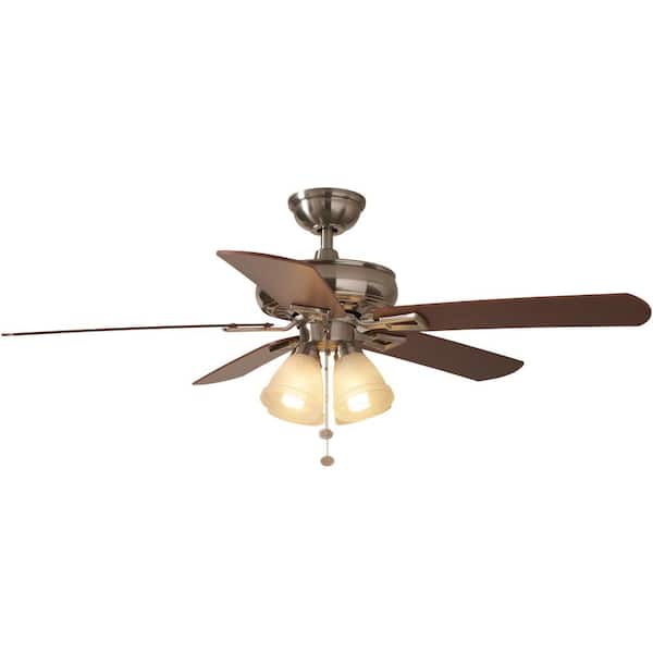 Hampton Bay Lyndhurst 52 In LED Brushed Nickel Ceiling Fan With Light Kit for sale online 