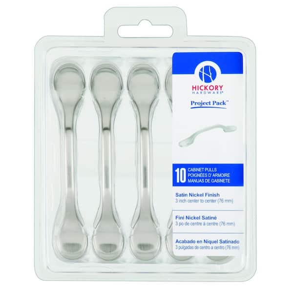 HICKORY HARDWARE Project Pack 3 in. Center-to-Center Metropolis Satin Nickel Cabinet Pulls (10-Pack)