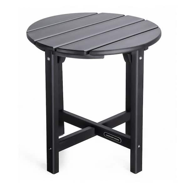 Afoxsos Outdoor Black Adirondack Side Table, Round Weather Resistant Coffee End Table for Patio, Easy to Assemble