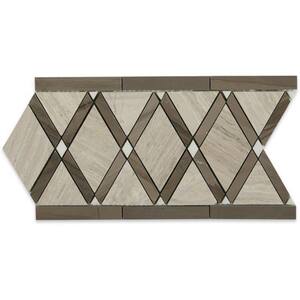 Grand Lagos Gray Border 6 in. x 12 in. x 10 mm Polished Marble Floor and Wall Tile